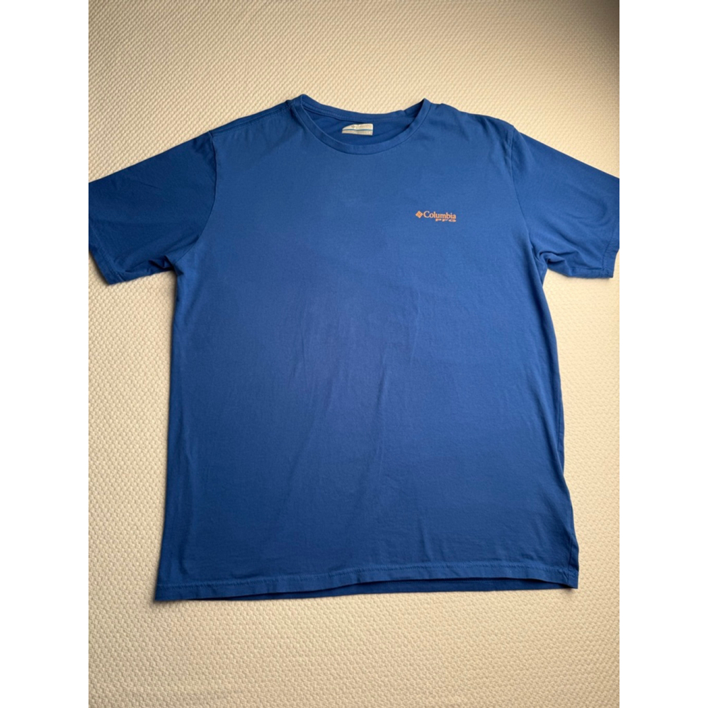 Men's Columbia Blue Orange PFG Short Sleeve Tee Shirt Size L